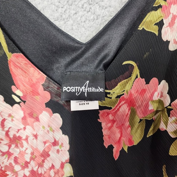 Positive Attitude Maxi Dress Womens Black Pink Garden Flowy Party Size 10 NWT - Picture 5 of 11